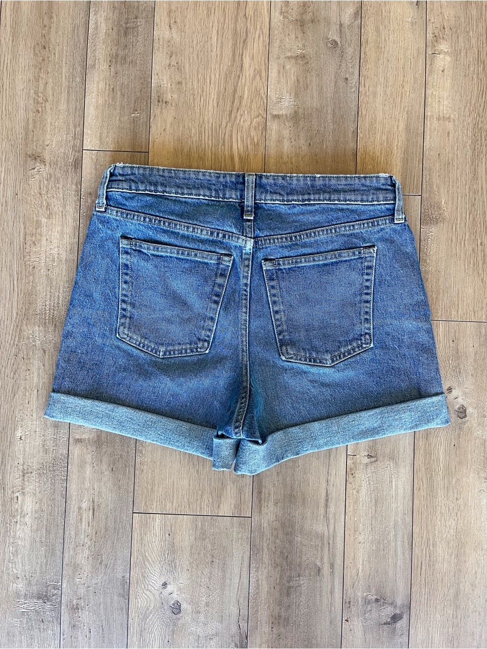 Free Assembly High Rise Raw Hem Cuffed Denim Shorts 3” / 6” Inseam - Picture 3 of 11